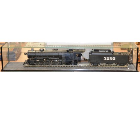 Aristo Craft Gauge 1 Radio Controlled Live Steam 2-8-2 AT&amp;SF 3292 Locomotive black, in metal case (E) together with a dis