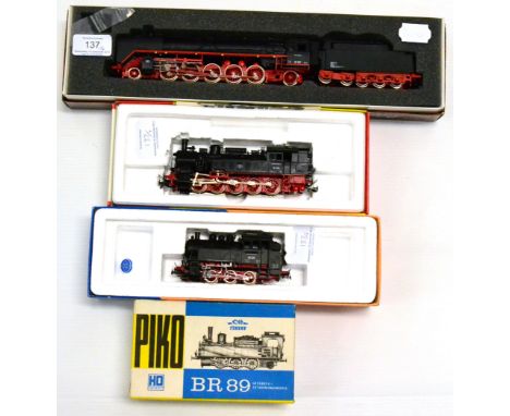 Liliput HO Gauge 4501 2-10-2 DR 45001 Locomotive and 10-wheel tender, RoCo 04114A 0-6-0T DB 80028, Fleischmann 4094 0-10-0T D