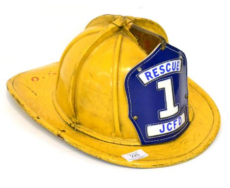 Jersey City Fire Department Helmet 'Rescue 1 JCFD', yellow 