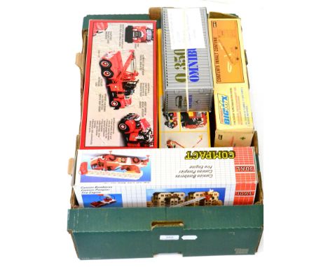 Various Diecast Fire Engines including First Gear 1960 Mack Chicago Fire Dept. , Barlux Snorkel fire engine, Matchbox Big MX 