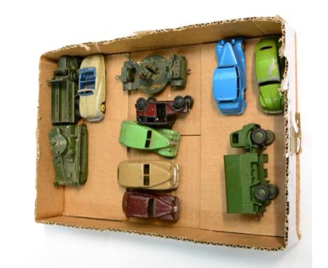 Dinky Military And Other Models including Medium tank, Army wagon, 6-wheel Lorry and AA Gun; Riley, Triumph, Standard, Austin