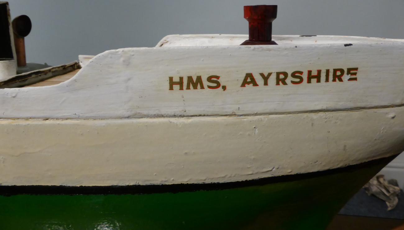 HMS Ayrshire Scratch Built Live Steam Boat with wooden hull, heavy