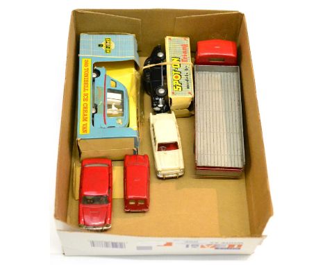Spot On 265 Tonibell Ice Cream Van (G-E box F-G) Jaguar Police car (E-G, but lacks roof sign) AEC Major 8 wagon, Royal Mail M