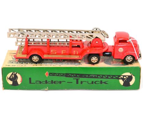 SSS (Japan) Ladder Truck friction powered articulated engine 'SFD' with two piece extending ladder 12'', 31cm (E box G-E) 
