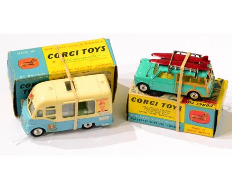 Corgi 485 Surfing With The BMC Mini-Countryman (E box G) 428 Smith's Mister Softee Ice Cream Van (G-E box G) (2) 