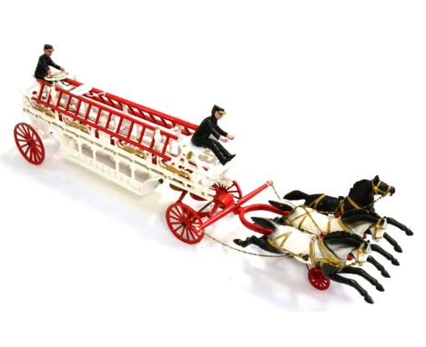 Carpenter (Reproduction) Cast Iron Hook & Ladder Truck with three horses abreast, main body with two ladders to sides, two in