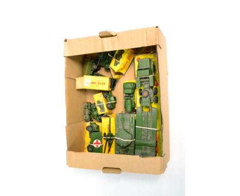 Dinky Military 660 Tank transporter, 651 Centurion tank, 692 Medium gun, 626 Ambulance, 643 Water tanker, 676 APC, 641 Army 1