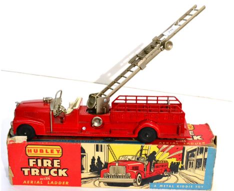 Hubley #520 Diecast Fire Ladder red body with plain metal ladder/bumper/windscreen and white painted seat 18'',46cm (E box F-