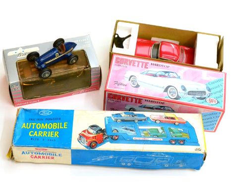 Kiyoshi (Japan) Friction Ford Automobile Carrier with ramp (G box G-F) Schuco (US-Zone) Studio1050, dark blue (G-E) Japanese 