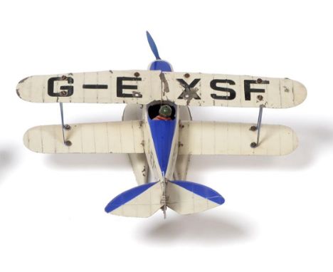 Meccano No.10 Constructor Aeroplane blue/white single engine biplane with pilot and floats, registration G-E XSF (G) 