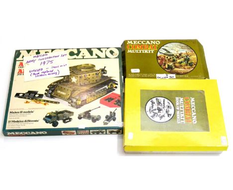 Meccano Army Construction Set Makes 10 Models (E-G box G) Combat Multikit (G box G) and other Combat parts and a Combat Book 