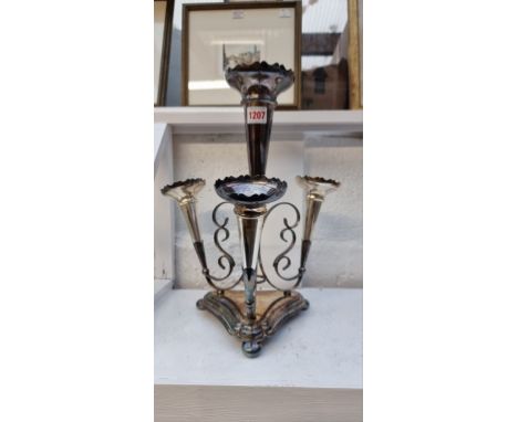 An electroplated epergne, 35.5cm high.&nbsp; 