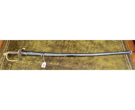 A World War I Greek cavalry officer's sword and scabbard,&nbsp;by Carl Eickhorn, Solingen, the 84cm blade partially etched an