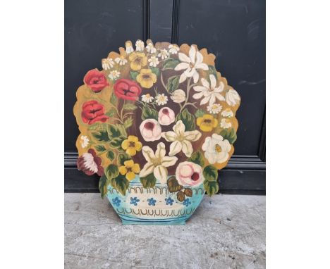 A painted plywood easel back screen, inscribed verso, 71.5 x 83cm.&nbsp; 