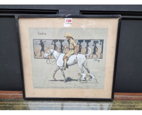 Charlie Johnson Payne 'Snaffles', 'Nigeria', signed in pencil to the mount, extensively hand coloured print, I.29.5 x 35.5cm.