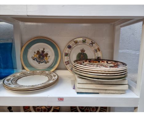 Three Minton gilt cabinet plates; together with a similar Spode 'Imperial Plate of Persia'; four Mason's plates; and others, 