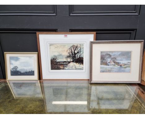 Norman Battershill,&nbsp;a Sussex winter scene, signed, pastel, 16.5 x 24cm; together with another smaller watercolour; and a