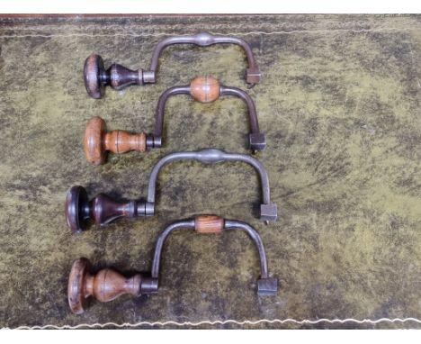 Tools:&nbsp;four 18th/19th century 'sixpenny' braces, each with turned wood head. (4). 