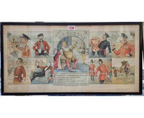 An 'Ole King Cole' and similar 'Widdicombe Fair' print, 30 x 80.5cm (2) 