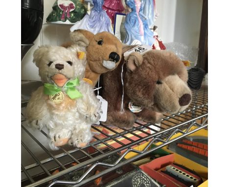 Steiff stuffed Bear, Back in Time, and a Steiff Deer, Lorli small Steiff Bear