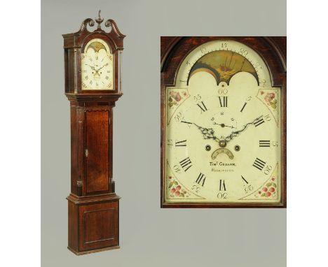 A George III oak and mahogany crossbanded longcase clock, by Timothy Graham of Workington, with two-train striking movement a