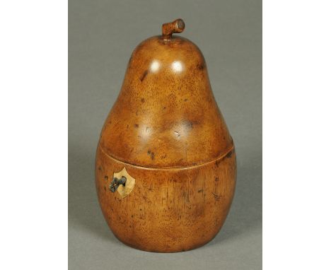 A George III style pear wood tea caddy.  Height 18 cm.