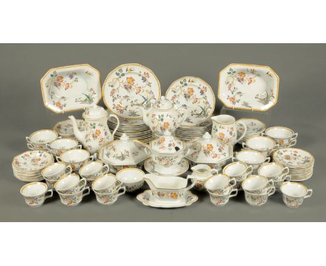 A large Wedgwood Devon Rose dinner service, comprising 14 large plates, 11 medium plates, 18 coffee and tea cups (two differe