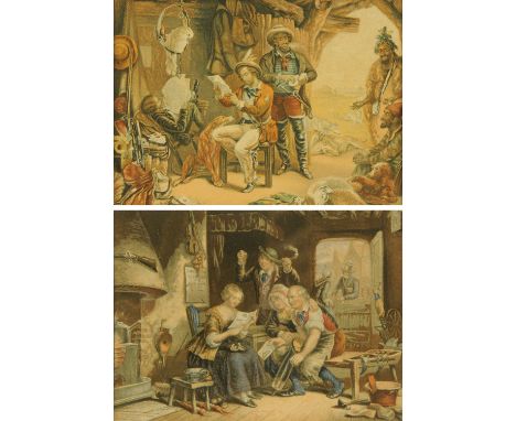 A pair of Baxter prints, Australian gold diggings, "News from Home" and "News from Australia".  Each 11 cm x 14.5 cm.
 CONDIT