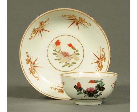 A Worcester tea bowl and saucer, Thunderbolt pattern.  Saucer diameter 12 cm (see illustration).