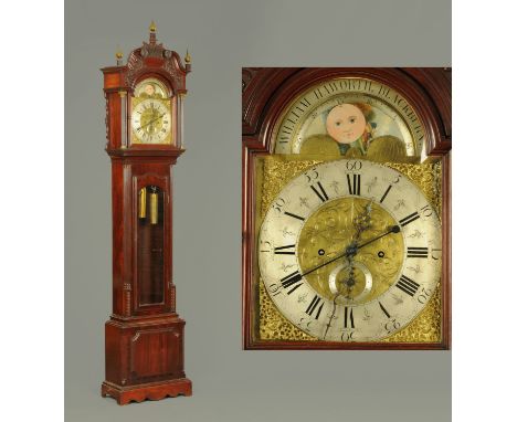 A Victorian mahogany longcase clock by William Haworth of Blackburn, with moon phase, centre seconds, subsidiary date dial an