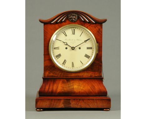 A Regency/William IV mahogany twin fusee bracket clock by Brockbank & Atkins, in flame mahogany case.  Width 33 cm, height 45