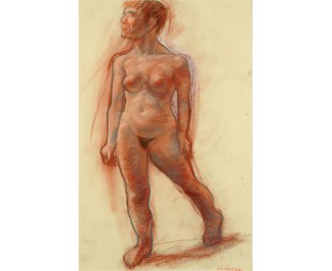 Peter Howson, pastel on paper, nude study.  53 cm x 42.5 cm, framed, signed.  NOTE - With Flowers East label verso.