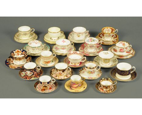 A collection of 19th and 20th century cabinet cups and saucers, including Royal Crown Derby, Royal Worcester, Aynsley, Buckin