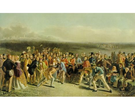 After Charles Lees, print, "The Golfers - A Grand Match Played Over St. Andrew's Links".  58 cm x 90 cm, framed.