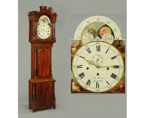 An early 19th century mahogany cased longcase clock, by L.W. Banks of Leicester, dial width 38.5 cm, with moon phase and with