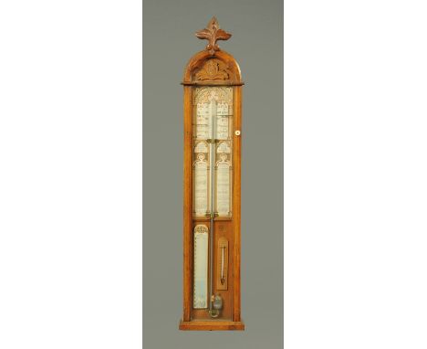 An oak cased Admiral Fitzroy's barometer.