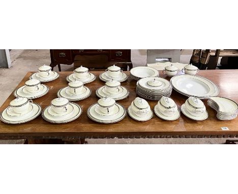 A Copelands China Spode large part dinner service retailed by T. Goode &amp; Sons including lidded soup bowls, dinner plates,