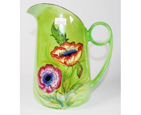 Carltonware " Icelandic Poppy" green jug height 19cm approx