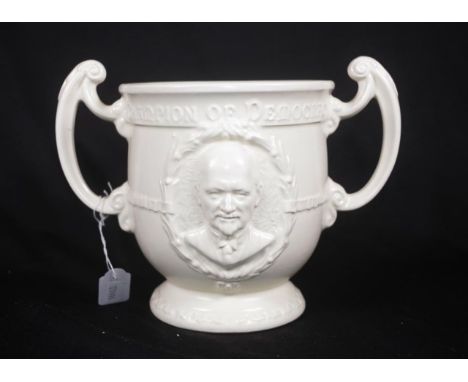 Burleigh Ware Churchill and Smuts loving cup dual handles, with embossed portrait in relief of both Churchill and Smuts of So