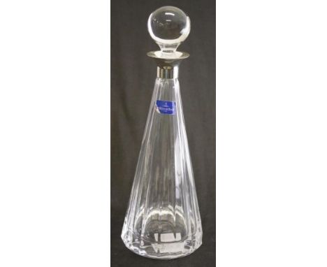 Villeroy &amp; Boch "Paloma Picasso'  crystal decanter with silver collar, in original packaging, with label attached, (heigh