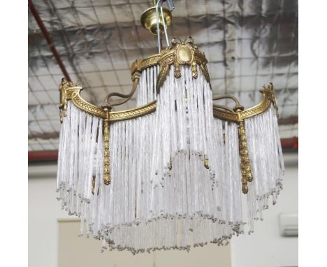 French Empire style chandelier with ormolu and glass tube drops, five branch light, 48cm height approx (light fitting), 57cm 