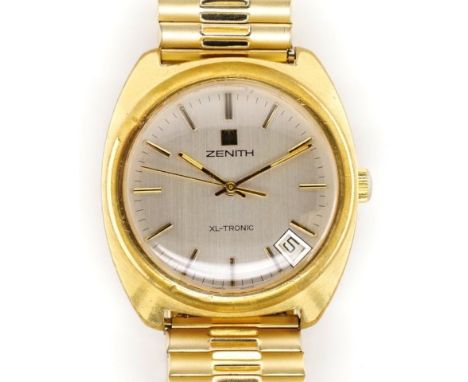 Zenith XL-Tronic men's watch with a gold plated stainless steel case approx 36mm width ex crown. Early quartz movement Bulova