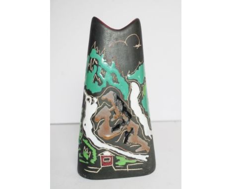 Norwegian Arol 'Latefoss'  ceramic vase applied enamel decoration, marked to base and # 129/OM, (height 20cm approx).