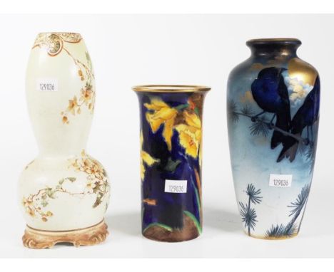 Three assorted Victorian ceramic vases comprising Royal Burslem, Royal Vienna &amp; Coronaware, 19cm high approx.