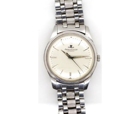 Vintage Jaeger LeCoultre gents watch stainless steel case, Gay Freres flip lock bracelet approx case diameter 34mm. Movement 
