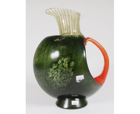 Kosta Boda "Corfu" art glass pitcher signed to base, height 27cm approx