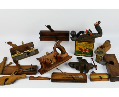 A collection of vintage and antique tools and similar to include Ogden and Griffiths planes. [W]