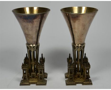 Two silver Hector Miller for Aurum Designs, limited edition goblets made by order of the Dean and Chapter of Gloucester to co