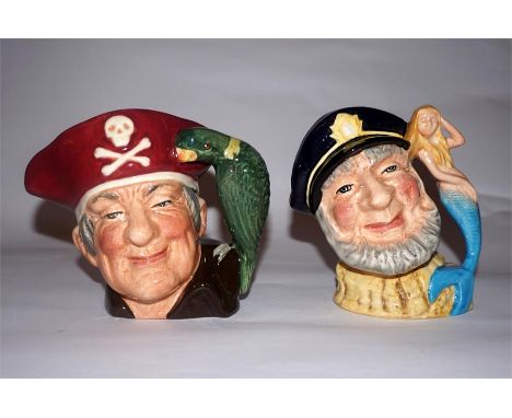 Two Royal Doulton small character jugs, 'Long John Silver' D7138, 'Old Salt' D7153. Both special colourways for the Treasure 