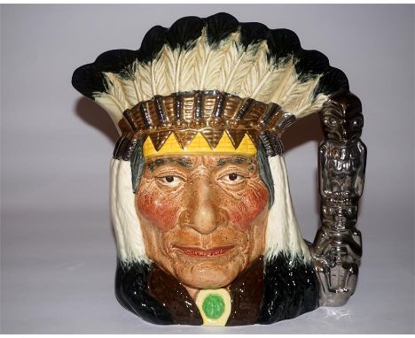 A Royal Doulton large prototype character jug - North American Indian, with silver and gilt highlights, printed marks and gil